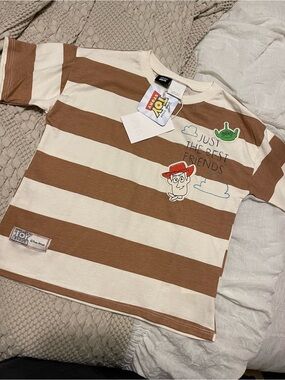 Zara Toy Story Brown & Cream Striped Kids Tee - 'Just The Best Friends'
